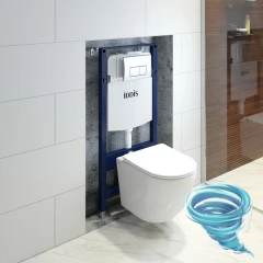 Инсталляция Iddis с кнопкой смыва в комплекте с унитазом Iddis Blanco c сиденьем Soft close (микролифт) BASBQ01i73