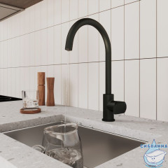 Смеситель для кухни с каналом для фильтрованной воды, черный матовый, Rora, Milardo, RORBLFJM05