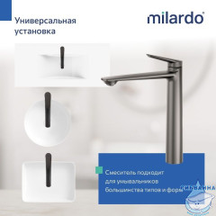Смеситель для раковины Milardo Лип LEAGM01M01 (без донного клапана) (графит)