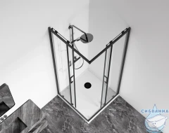Душевое ограждение Bas Cube CR-100-C-B 100x100 профиль черный, стекло прозрачный (без поддона)