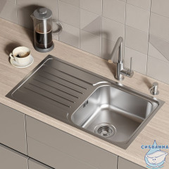 Мойка, нерж. сталь, шелк, с крылом, 780*440*180, Sound, IDDIS, SND78SDi77