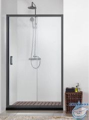 Дверь в нишу Aquatek AQ ARI RA 10020BL  100x200 профиль черный, стекло прозрачное
