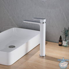 Смеситель для раковины Abber Weiss Insel AF8011W (без донного клапана) (хром/белый)