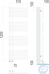 Полотенцесушитель водяной Terminus Астра П24 7х120 (нижнее подключение) (хром)