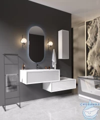 Тумба 1Marka Milacco 100П с раковиной Персона белый глянцевый