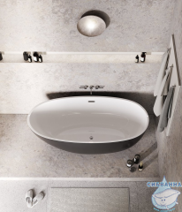 Акриловая ванна Grossman Fly GR-1104MB 170X75 с каркасом (белый/черный матовый)