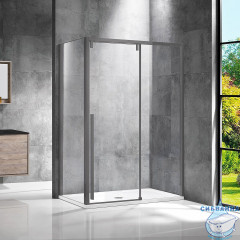 Душевое ограждение Vincea Lugano 130x90 профиль вороненая сталь, стекло прозрачное VSR-1L9013CLGM-1