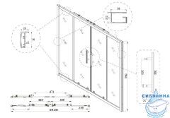 Дверь в нишу Veconi Эво 180 профиль черный, стекло тонированное E4-B-180-12-C9