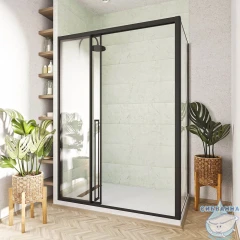 Душевое ограждение Veconi Прато 120x80 профиль черный, стекло прозрачное PR3/L-SP-12080-01-B-C4 (без поддона)