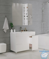 Пенал напольный 1Marka Cube 25 белый глянец