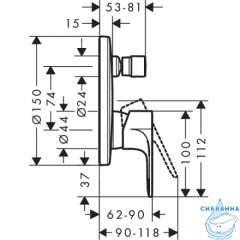 Смеситель для ванны встраиваемый Hansgrohe Rebris S 72466000 (хром)