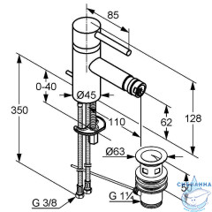  Смеситель для биде Kludi Bozz 38533N076 (брашированное золото)