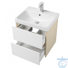 Тумба Акватон Сканди 55 белый/дуб верона, с раковиной Адриана 55