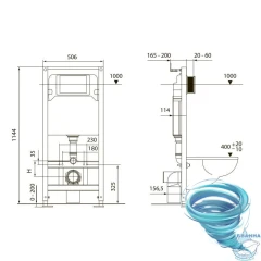 Инсталляция для унитаза Tece TECEspring с кнопкой смыва TECEspring черный матовый,  с унитазом Grossman GR-4455SQ (с сиденьем Soft Close (микролифт)