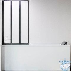 Шторка для ванны Veconi Palau 120x150 профиль черный, стекло прозрачное PL73BL-120-01-19C4