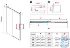 Дверь в нишу Vincea Stella 110 профиль черный, стекло прозрачное VDS-1ST110CLB