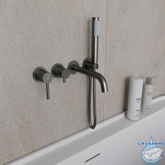 Встраиваемый смеситель для ванны Oliveeka Y-Line OL-889017-BGM (оружейная сталь)