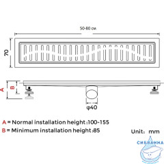 Дренажный трап для душа Gappo G86007-36 600 с решеткой (черный)