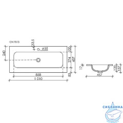 Раковина встраиваемая 101 см Ceramicanova Grace CN7013