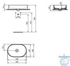 Раковина на столешницу 60 см Ideal Standard Strada II Oval Vessel T298101