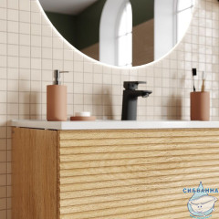 Тумба с умывальником Iddis Bild 80 см дуб светлый