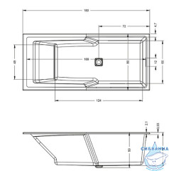 Ванна акриловая Riho Still Shower Led 180х80