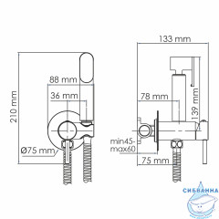 Встраиваемый смеситель с гигиеническим душем Wasserkraft A70638 (черный матовый)