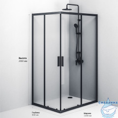 Душевое ограждение AM.PM Gem 120x90 W93G-404-120290-BT профиль черный, стекло прозрачное (без поддона)