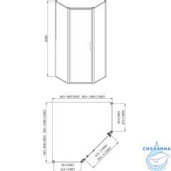 Душевое ограждение Azario Richmond 100x100 AZ-NAG3231 1000 Black профиль черный, стекло прозрачное (без поддона)