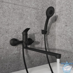 Смеситель для ванны с длинными изливом, черный матовый, Rora, Milardo, RORBL00M10