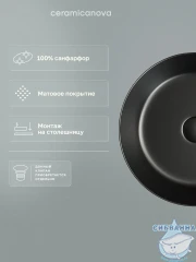  Раковина на столешницу 39 см Ceramicanova Element CN6022MB (черный матовый)