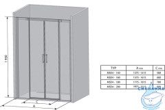 Дверь в нишу Ravak Matrix 140 см профиль белый, стекло прозрачное 0WKM0100Z1