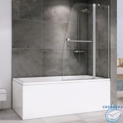 Шторка для ванны ABBER Ewiges Wasser 100х140 AG50100 профиль хром, стекло прозрачное