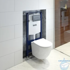 Инсталляция Iddis с кнопкой смыва в комплекте с унитазом Iddis Blanco c сиденьем Soft close (микролифт) BASB020i73
