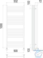 Полотенцесушитель водяной Terminus Аврора П20 50х100 (нижнее подключение)