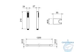 Ручной душ Aquatek 1 режим AQ2034BGM (черный хром)