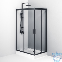 Душевое ограждение Am.Pm Gem W90G-404-120280-BT 120x80 профиль черный, стекло прозрачное (без поддона)