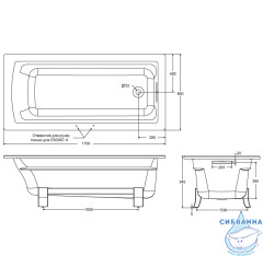 Ванна чугунная Jacob Delafon Archer 170x80 E6D907-0 с отверстием для ручки ( с антискользящим покрытием) с ножками 