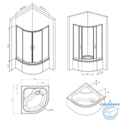 Душевое ограждение AM.PM Gem 90x90 W90G-401A090BT профиль черный, стекло прозрачное (без поддона)