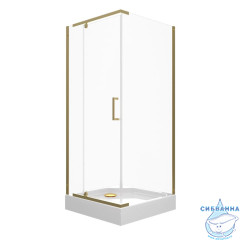 Душевое ограждение Тритон Терра 90x90 профиль золото, стекло прозрачное Щ0000073931 (с поддоном)