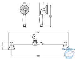  Душевой гарнитур Jacob Delafon Louise 1 режим E24364-CP (хром/белый)