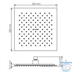 Верхний душ Wasserkraft 250 1 режим A200 (черный)