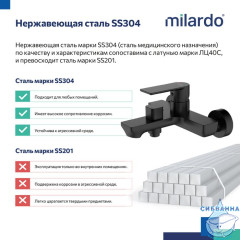 Смеситель для ванны, чёрный матовый, Maze, Milardo, MAZBL00M02