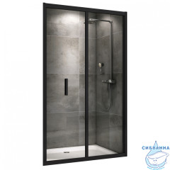 Дверь в нишу ABBER Sonnenstrand AG07100B 100x195 профиль черный, стекло прозрачное