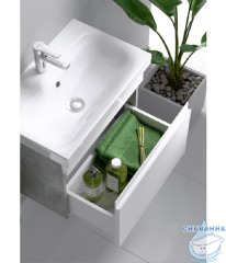 Тумба Aqwella Smart 80 с раковиной Moduo Slim 80 белый/бетон светлый