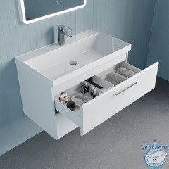 Тумба с умывальником, подвесная, 80 см, белый, Слайд Икс (Slide X), IDDIS, SLX80W0i95K подходит умыв. 4518000i28