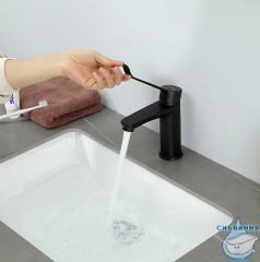 Смеситель для раковины Gappo G1021-6 (без донного клапана) (черный матовый)