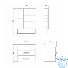 Тумба Comforty Никосия 60 дуб темный с раковиной Comforty 60 00-00008853