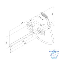 Смеситель для ванны с длинным изливом  с керамическим дивертором, Atlantic, Milardo, ATLSBLCM10