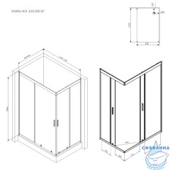 Душевое ограждение Am.Pm Gem W90G-404-120290-BT 120x90 профиль черный, стекло прозрачное (без поддона)